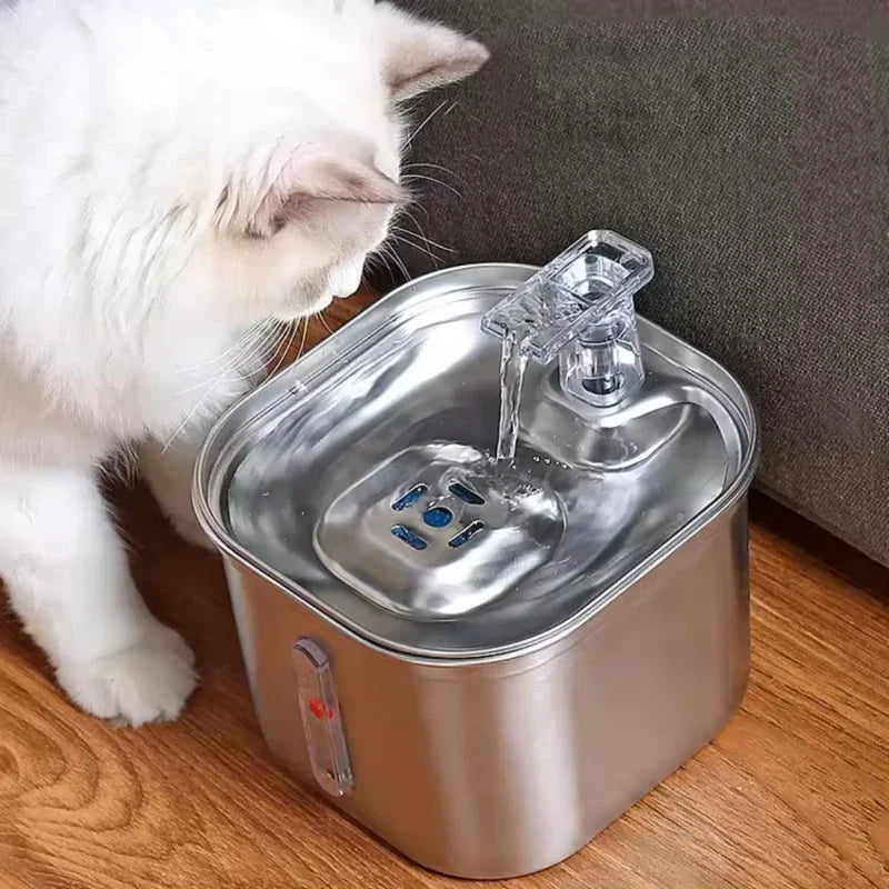 Bebedouro se7nara INOX para gatos e cães, filtragem automática da água e capacidade para 2L